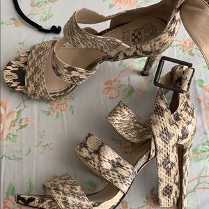 Vince Camuto Snakeskin Print Heeled Sandals, 8.5